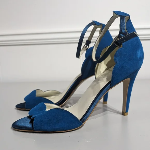 Karen Millen scalloped sandals - teal - size 37 - Picture 2 of 10